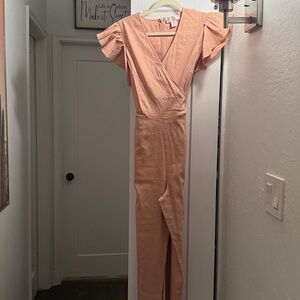 Rachel Parcell Blush Ruffle Sleeve Jumpsuit